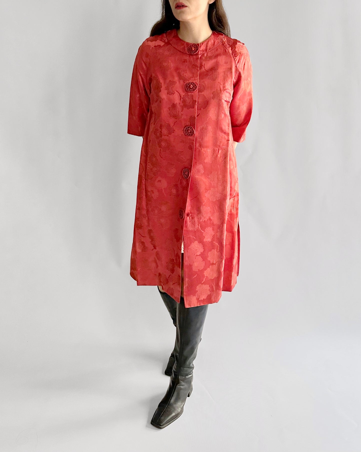 1960s Royal Lynne Silk Brocade Dress Coat