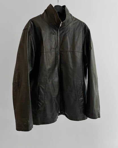 90s Brown Leather Zip Jacket