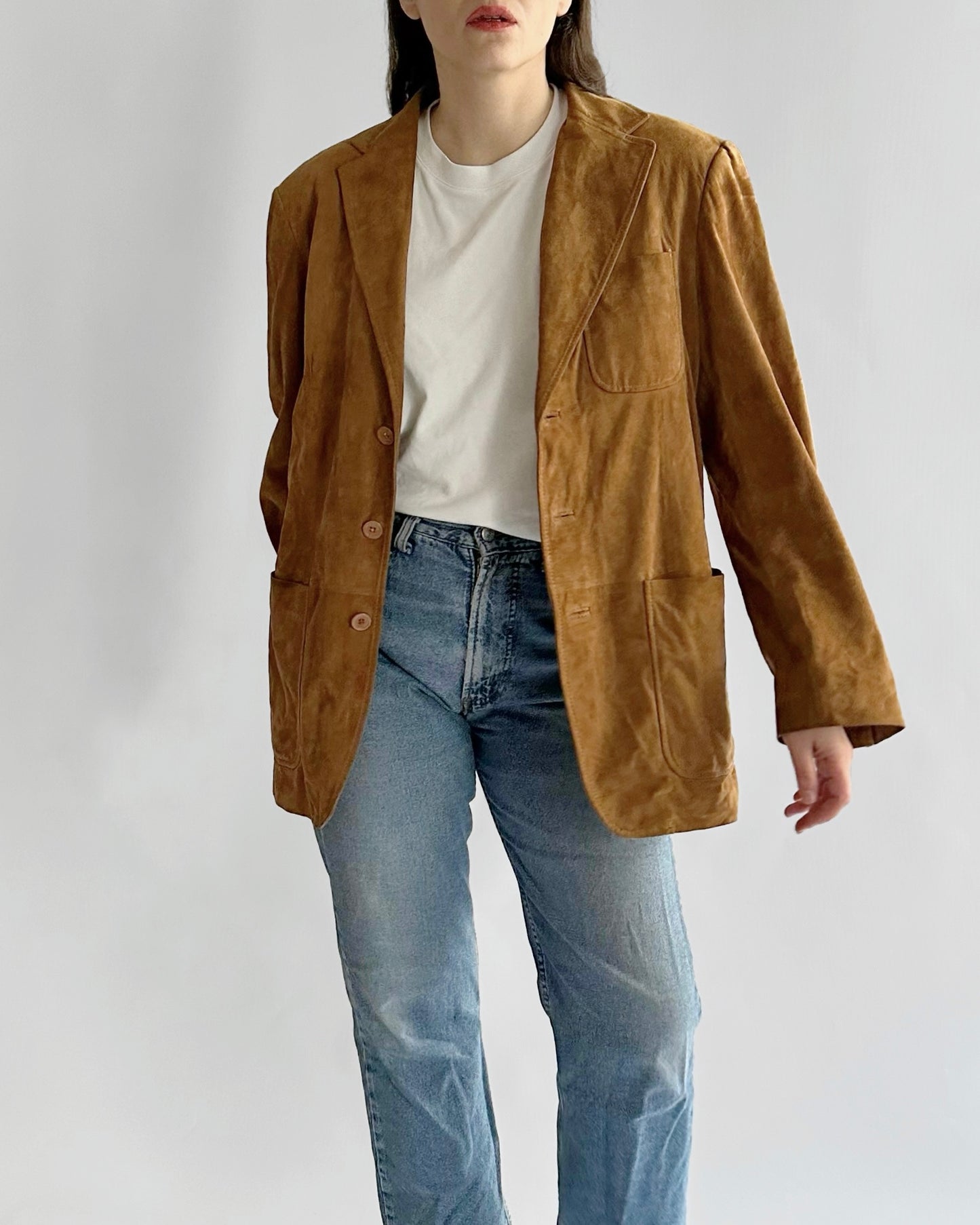 2000s Camel Goatskin Suede Blazer