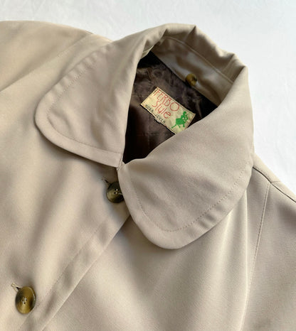 90s Beige Trench Coat – Detachable Faux Fur Collar