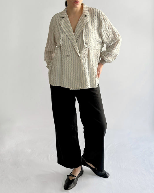 80s Valentino Garavani Striped Textured Blouse