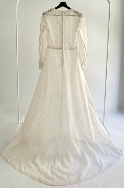 70s/80s Sheer White Polka Dot Dress