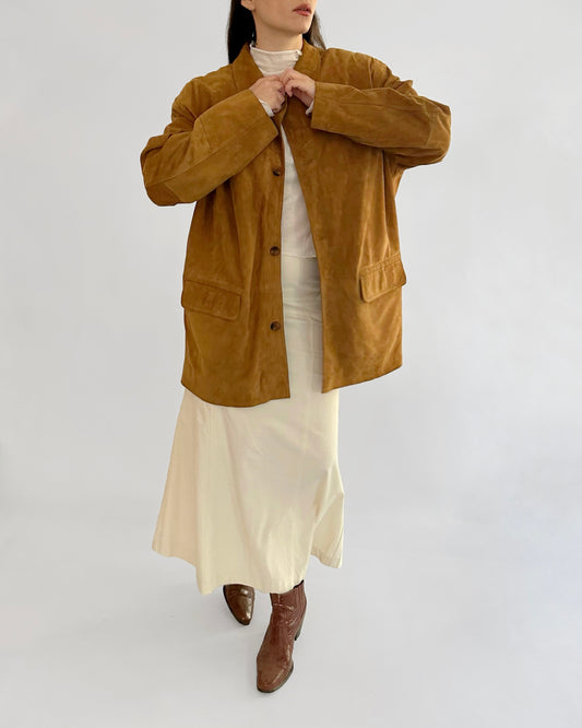 80s Goatskin Caramel Brown Suede Jacket