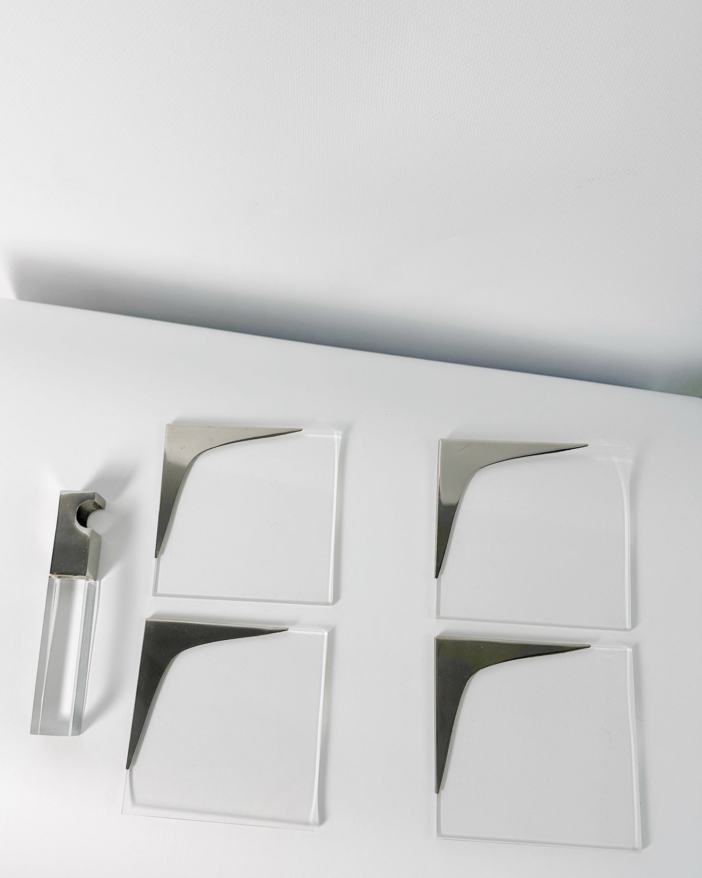 Vintage 1970s Lucite & Stainless Steel Modernist Bar Set