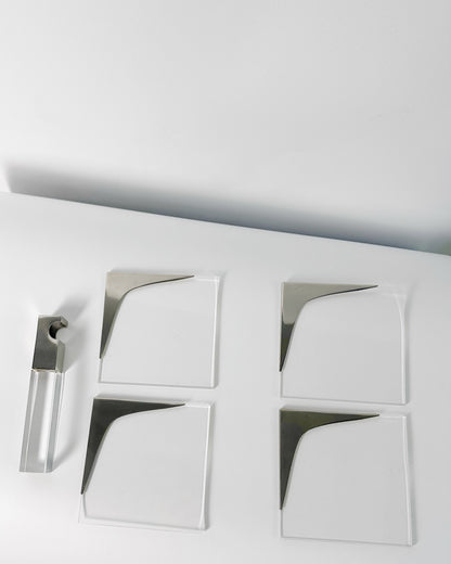 Vintage 1970s Lucite & Stainless Steel Modernist Bar Set