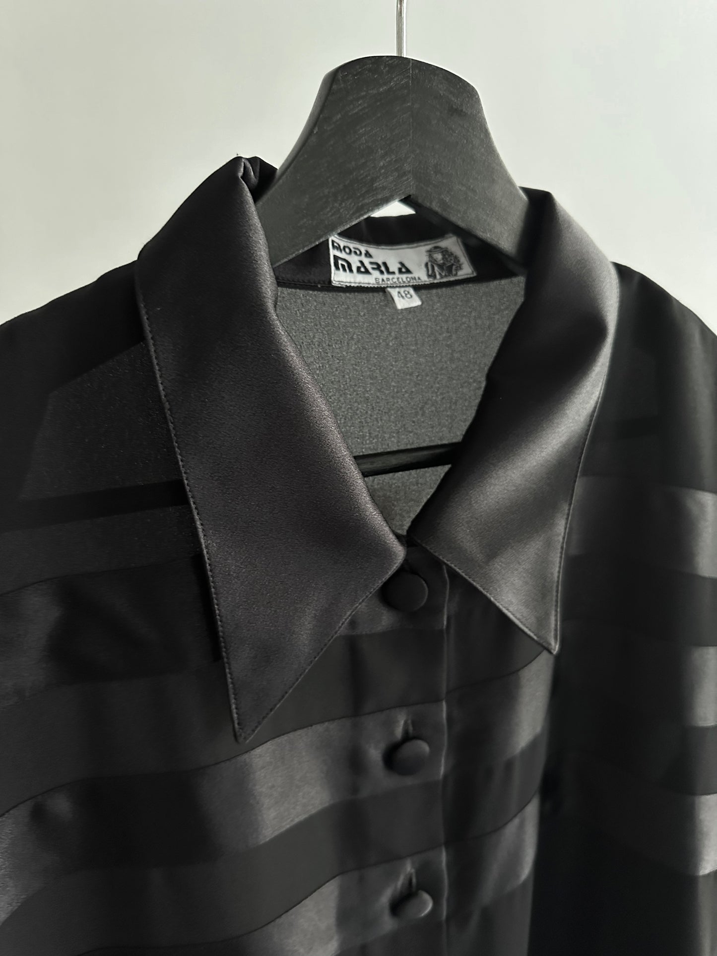 90s Black Sheer Satin Maxi Blouse