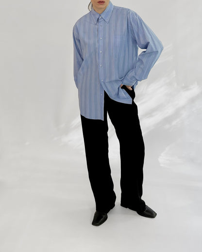 90s Blue Striped Classic Cotton Shirt