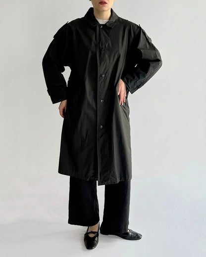 90s Black Cotton Trench Coat