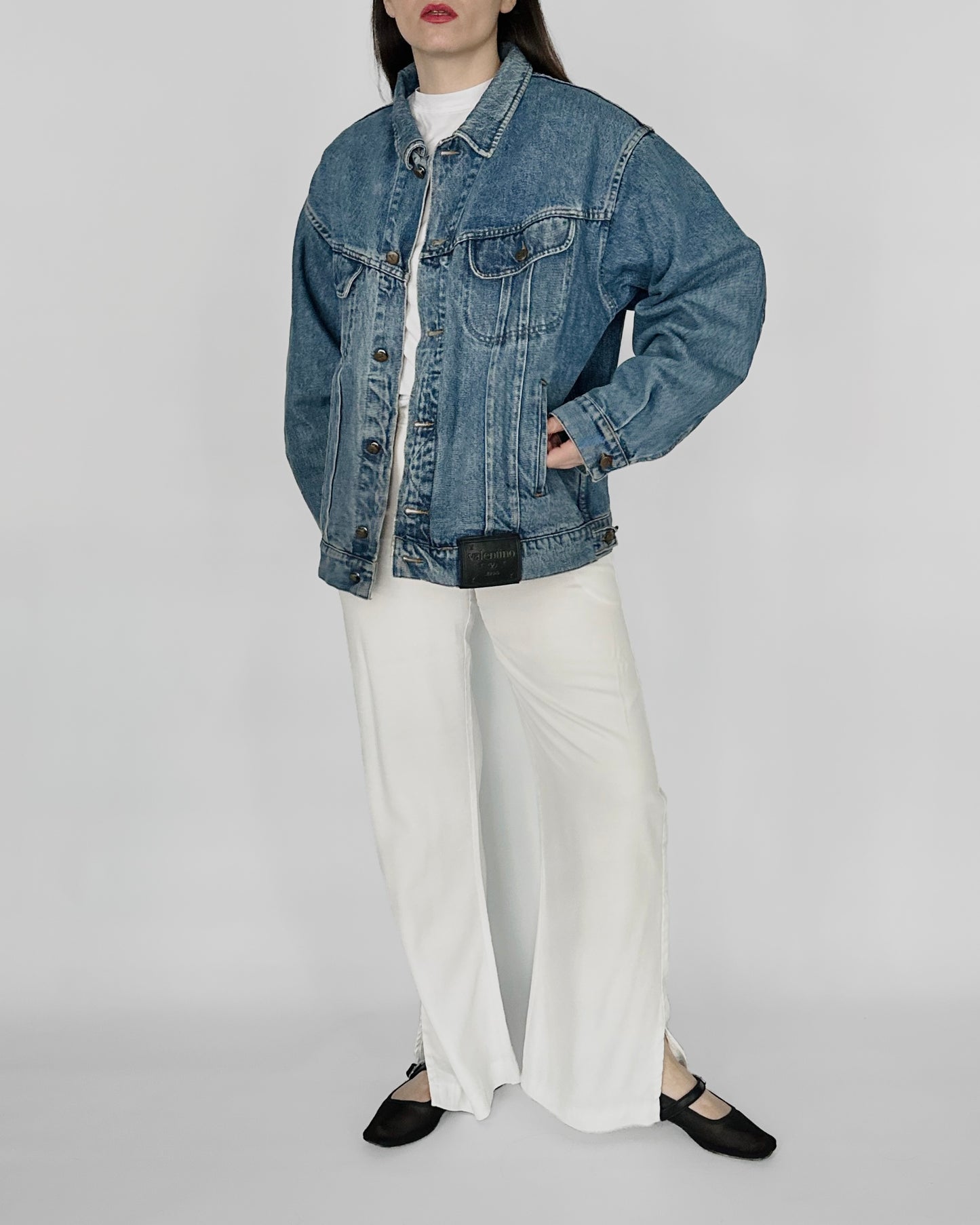 90s Valentino Garavani Denim Jacket - Faded Blue