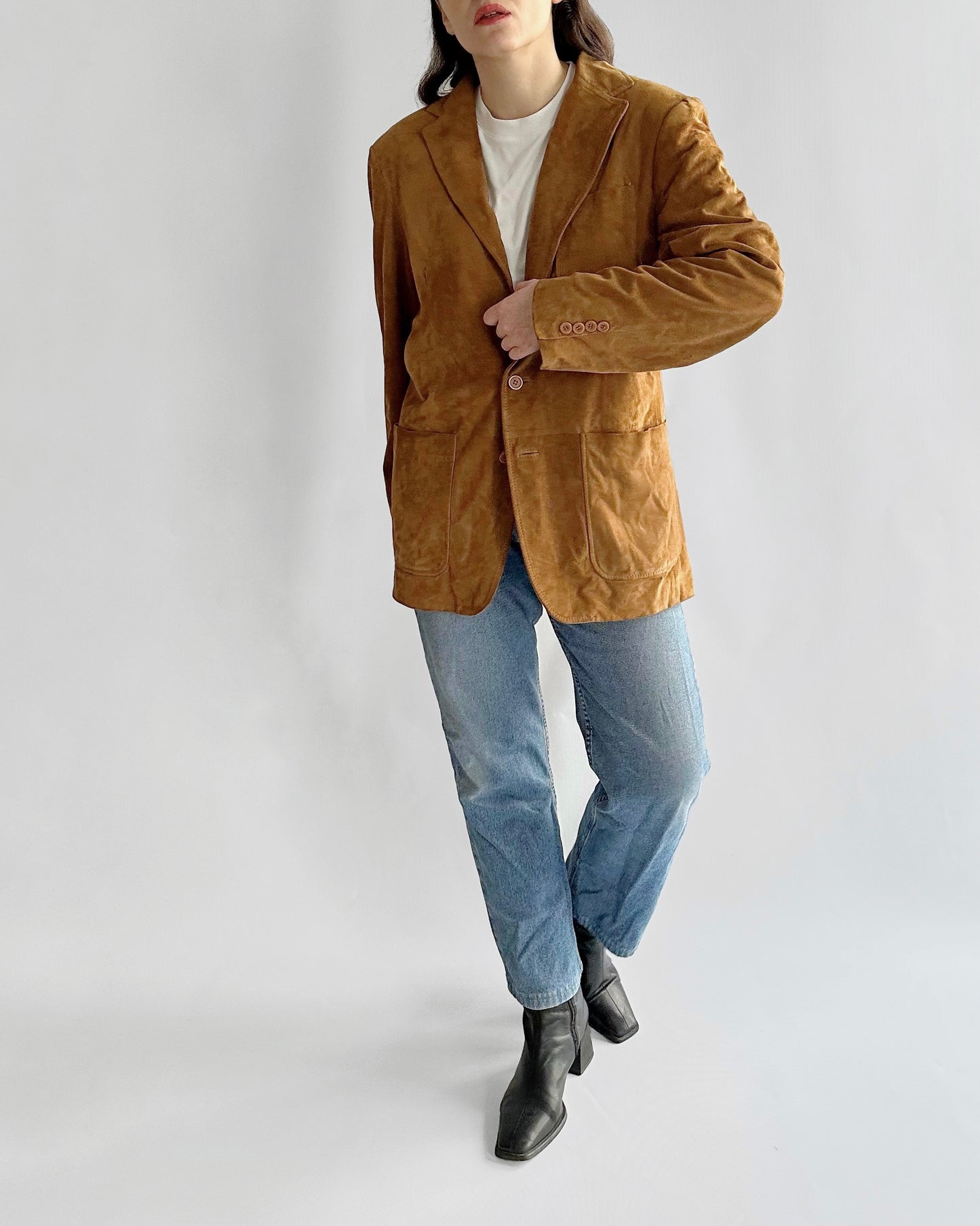 2000s Camel Goatskin Suede Blazer