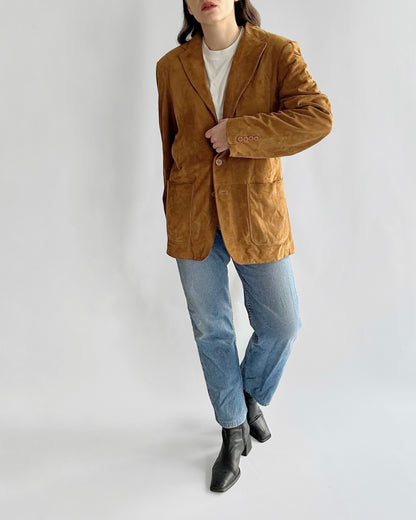 2000s Camel Goatskin Suede Blazer