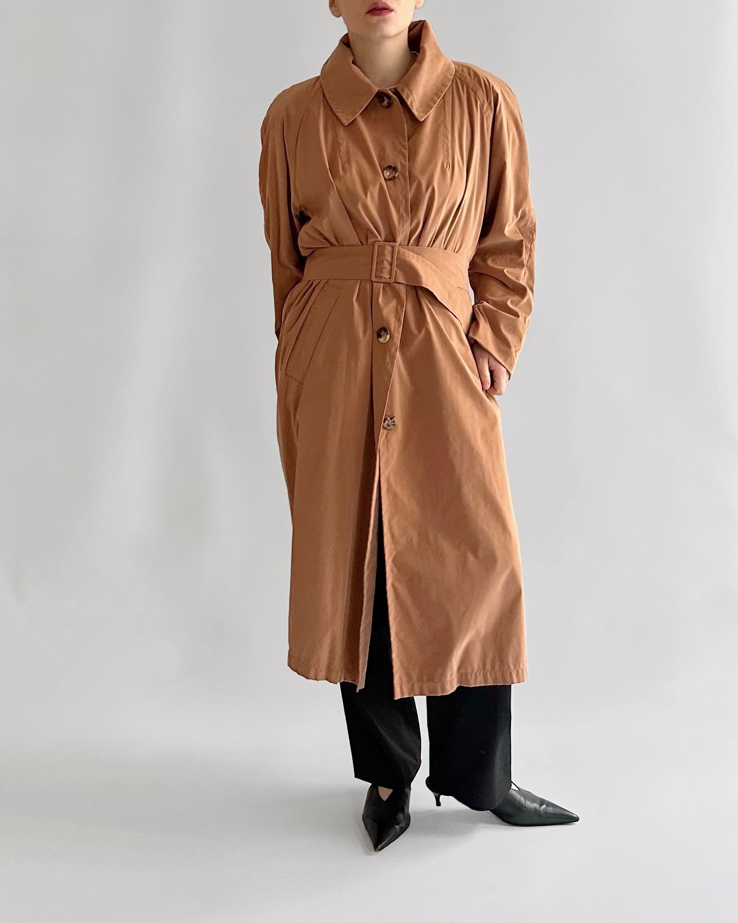 90s Jil Sander Minimalist Peach Trench Coat