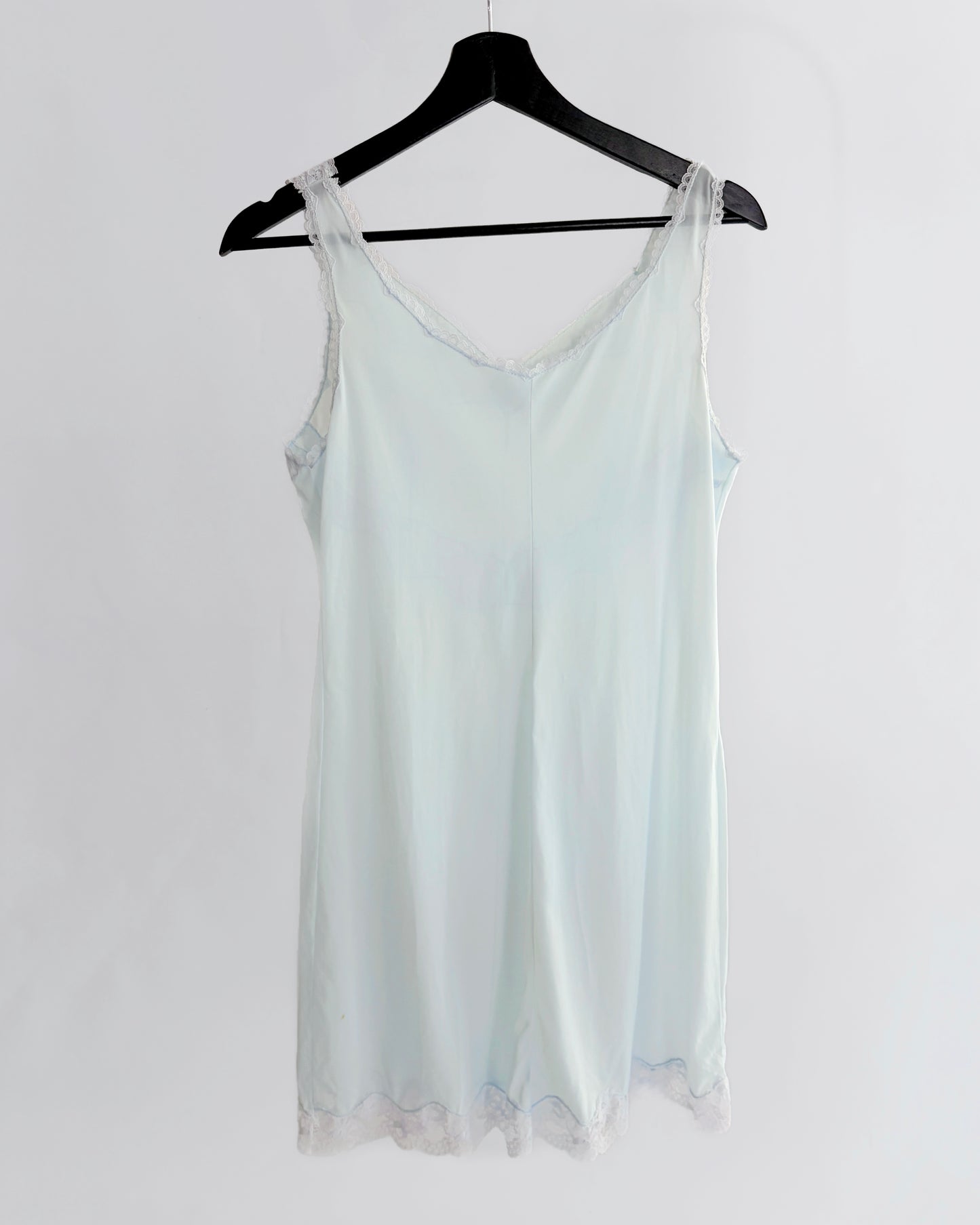 Vintage 1960s Pale Aqua Nylon Lace Nightgown