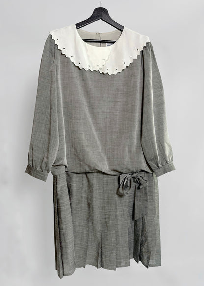 70s Grey Drop-Waist Dress