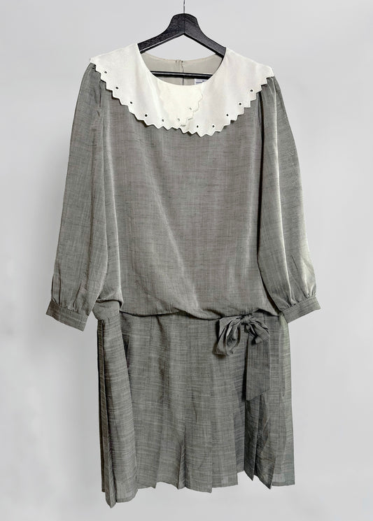 70s Grey Drop-Waist Dress