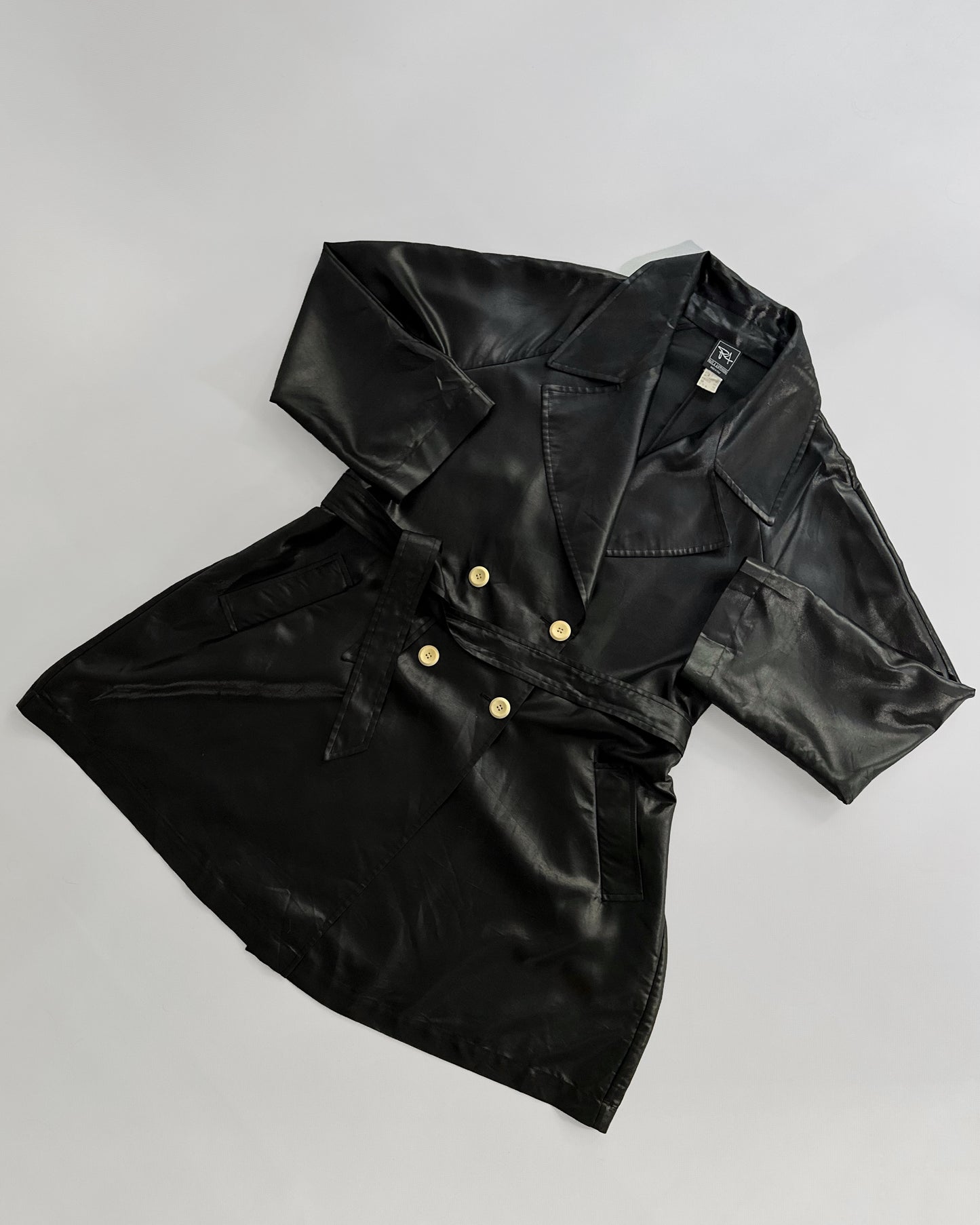 80s Italian Black Double-Breasted Trench Coat – By Paola Antonini