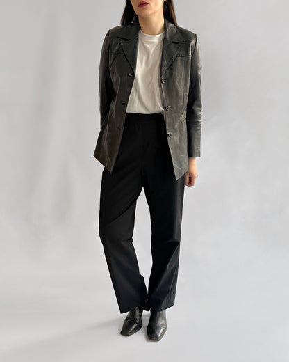 90s Black Leather Blazer