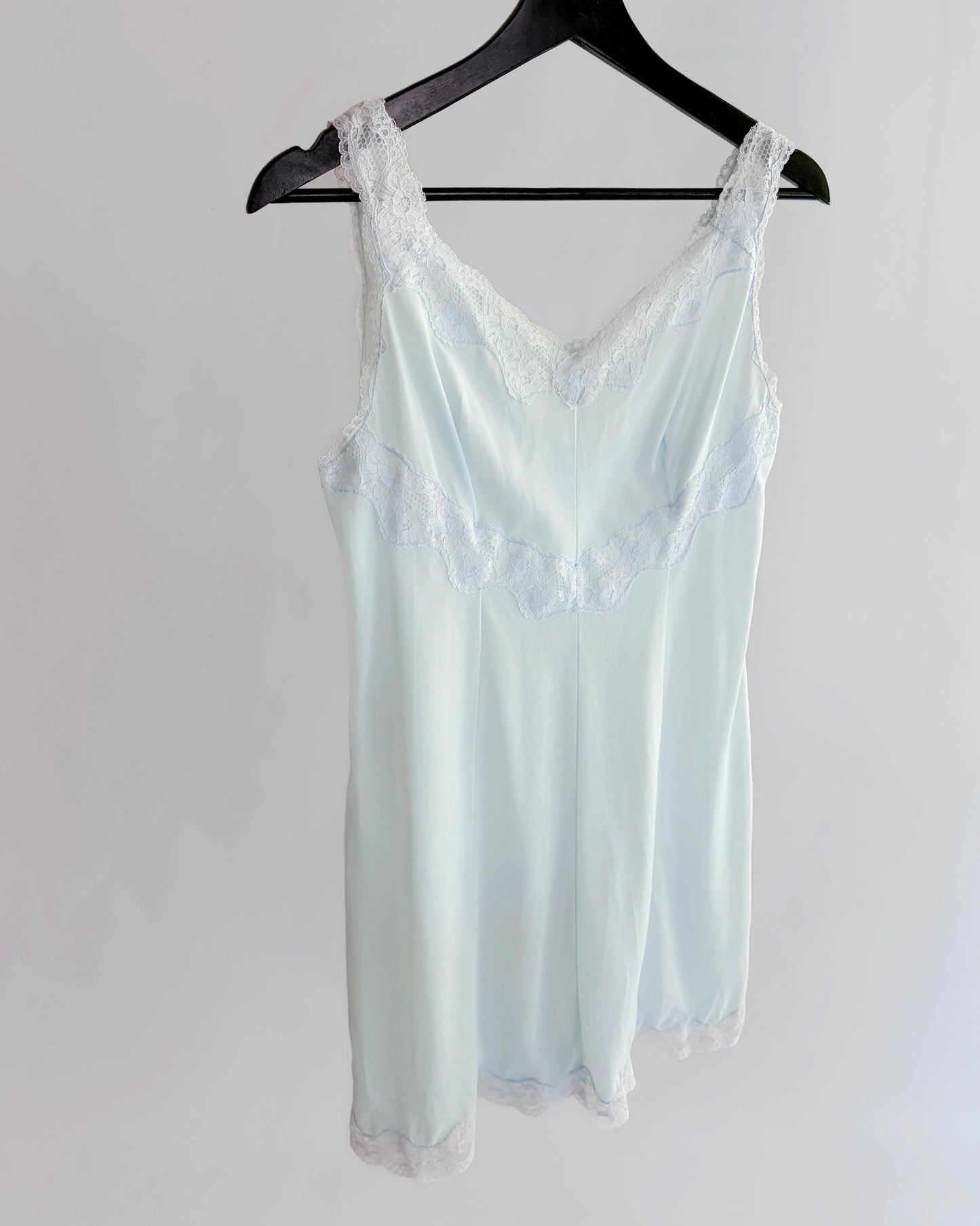 Vintage 1960s Pale Aqua Nylon Lace Nightgown