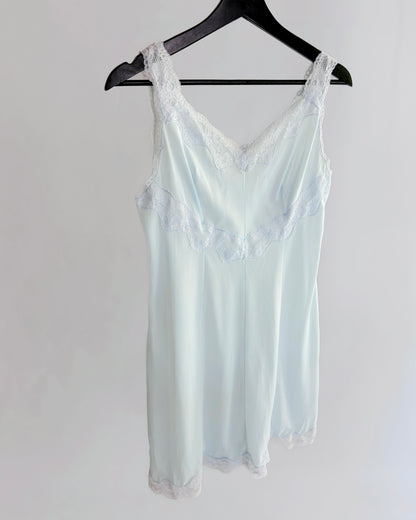 Vintage 1960s Pale Aqua Nylon Lace Nightgown