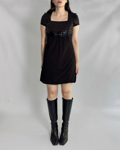 90s Joseph Ribkoff Black Belted Dress