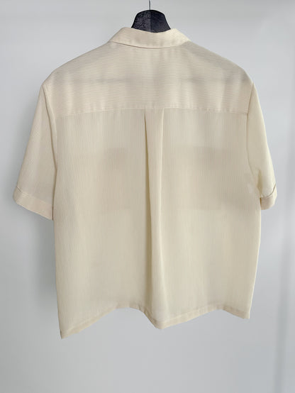 90s Beige Pinstripe Short Sleeve Shirt