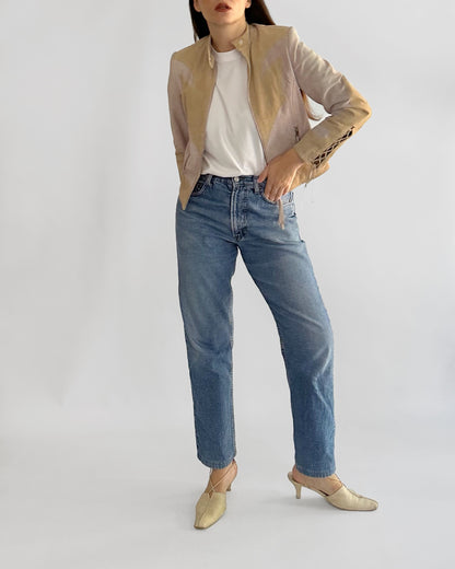 Y2K Western Lace-Up Suede Leather Jacket