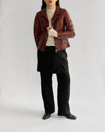 90s Burgundy Goatskin Italian Leather Jacket