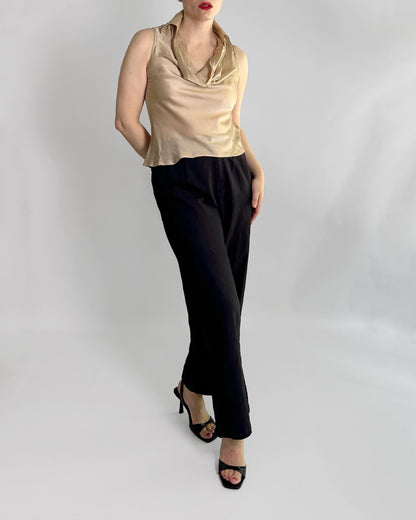 90s Gold Silk Sleeveless Blouse