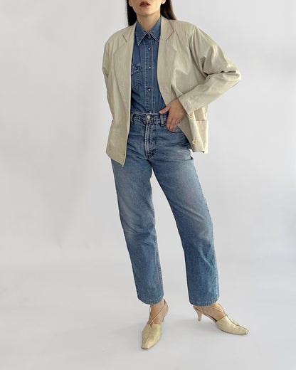 80s Cream Leather Jacket