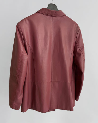 90s Rose-Cherry Leather Jacket
