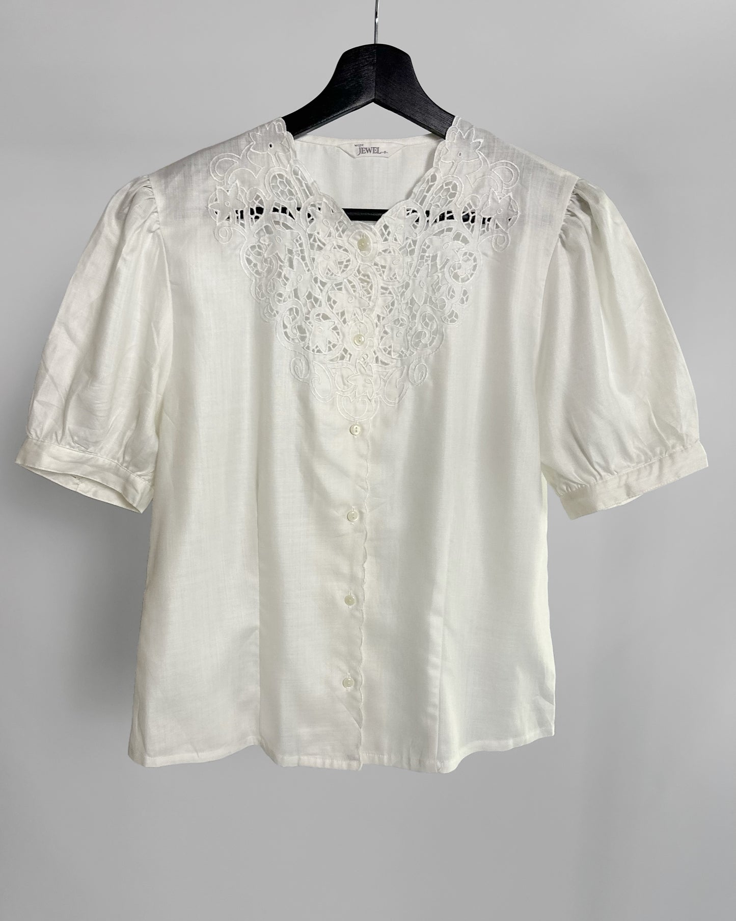 90s Embroidered White Blouse