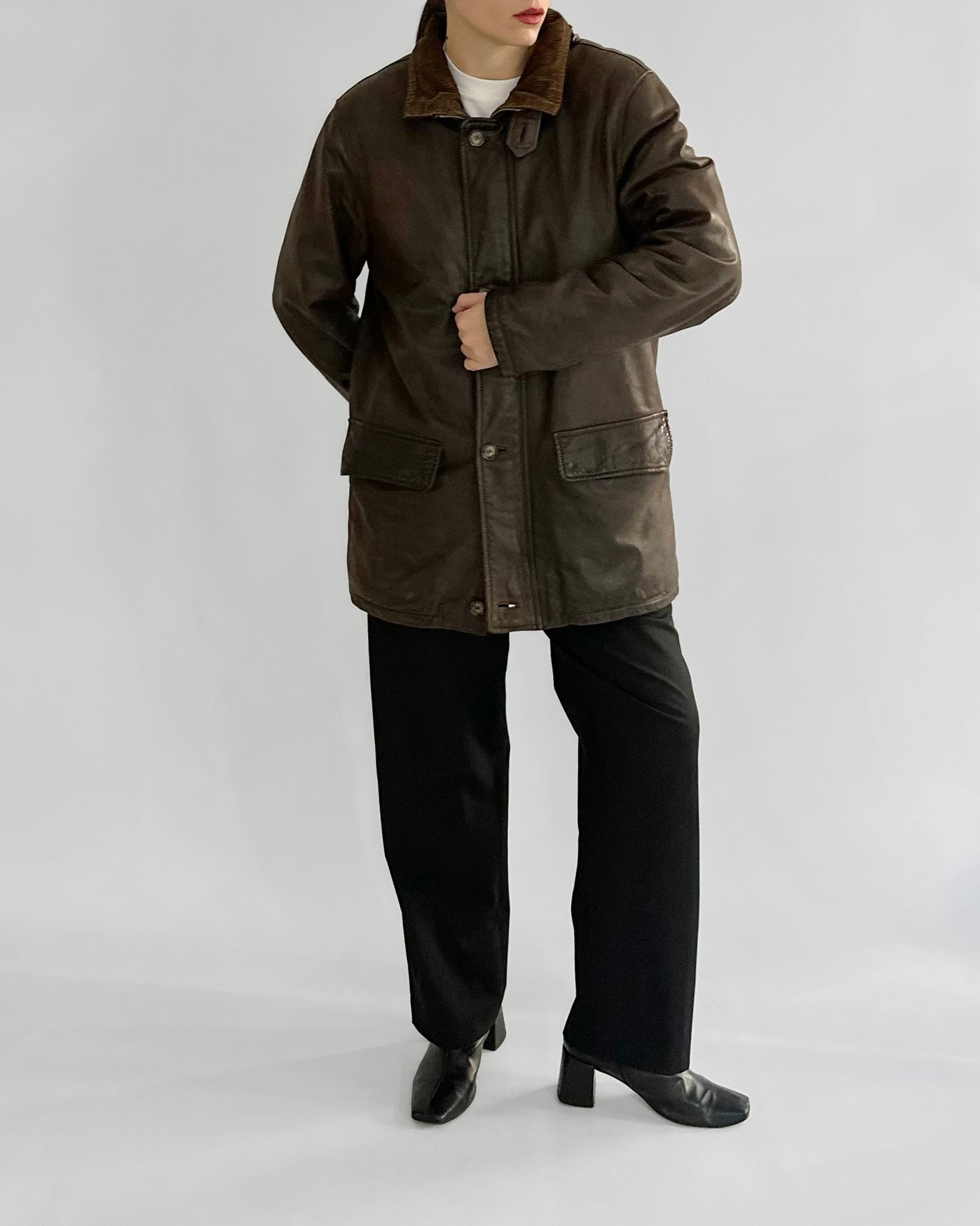 80s Brown Leather Barn Jacket