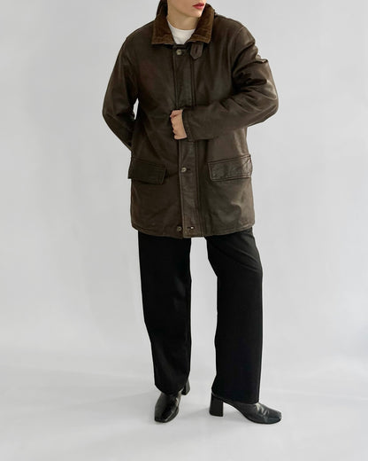 80s Brown Leather Barn Jacket