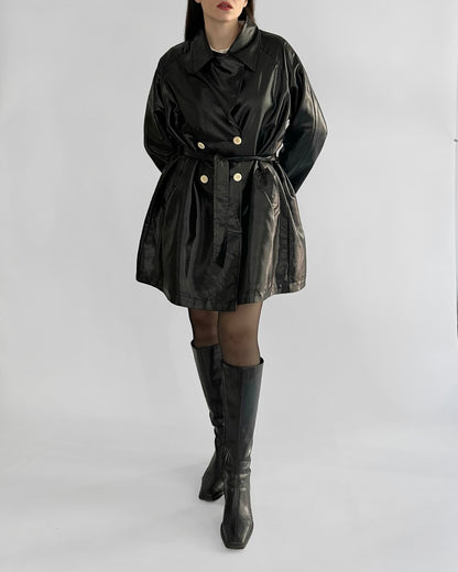 80s Italian Black Double-Breasted Trench Coat – By Paola Antonini