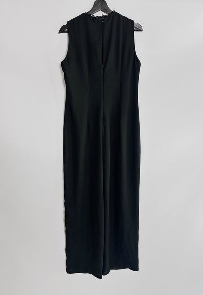 80s Black Sleeveless Jumpsuit