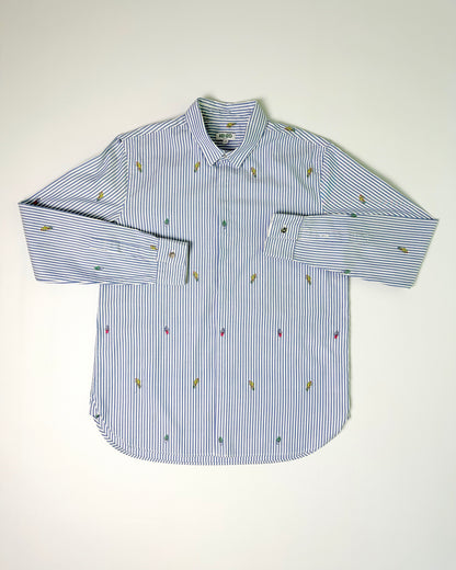 Kenzo Blue Striped Embroidered Shirt