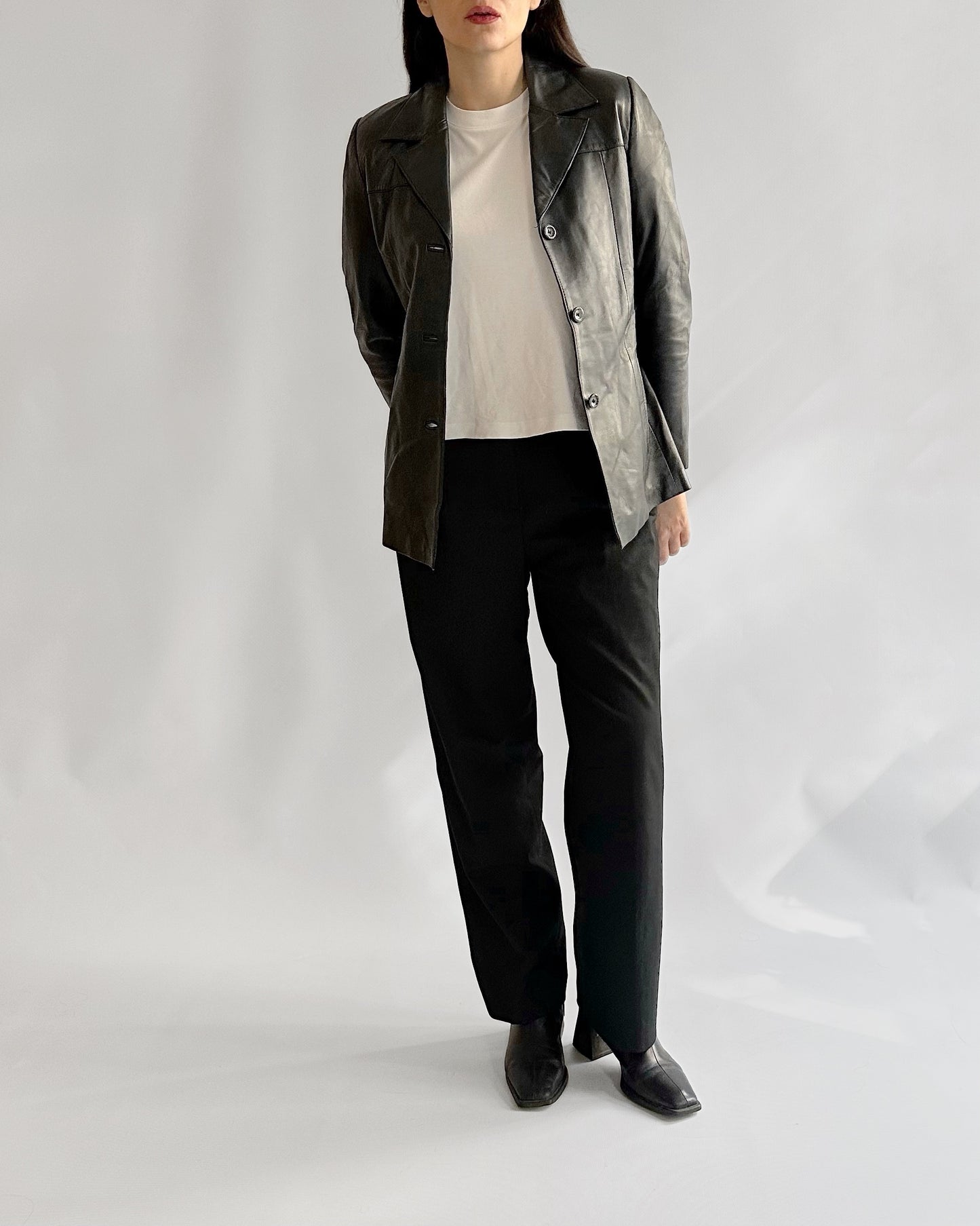 90s Black Leather Blazer