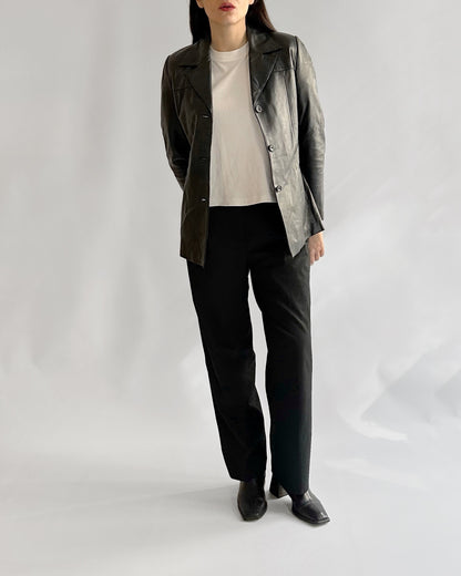 90s Black Leather Blazer