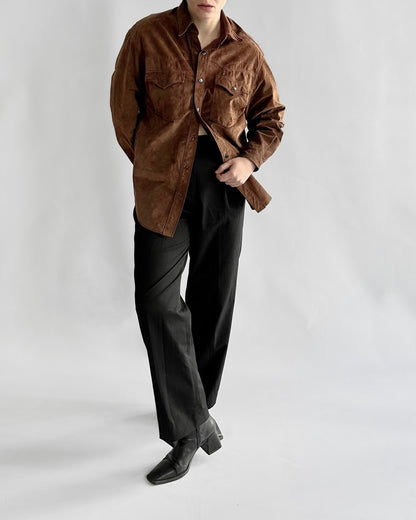 70s Brown Suede Western Shirt Jacket