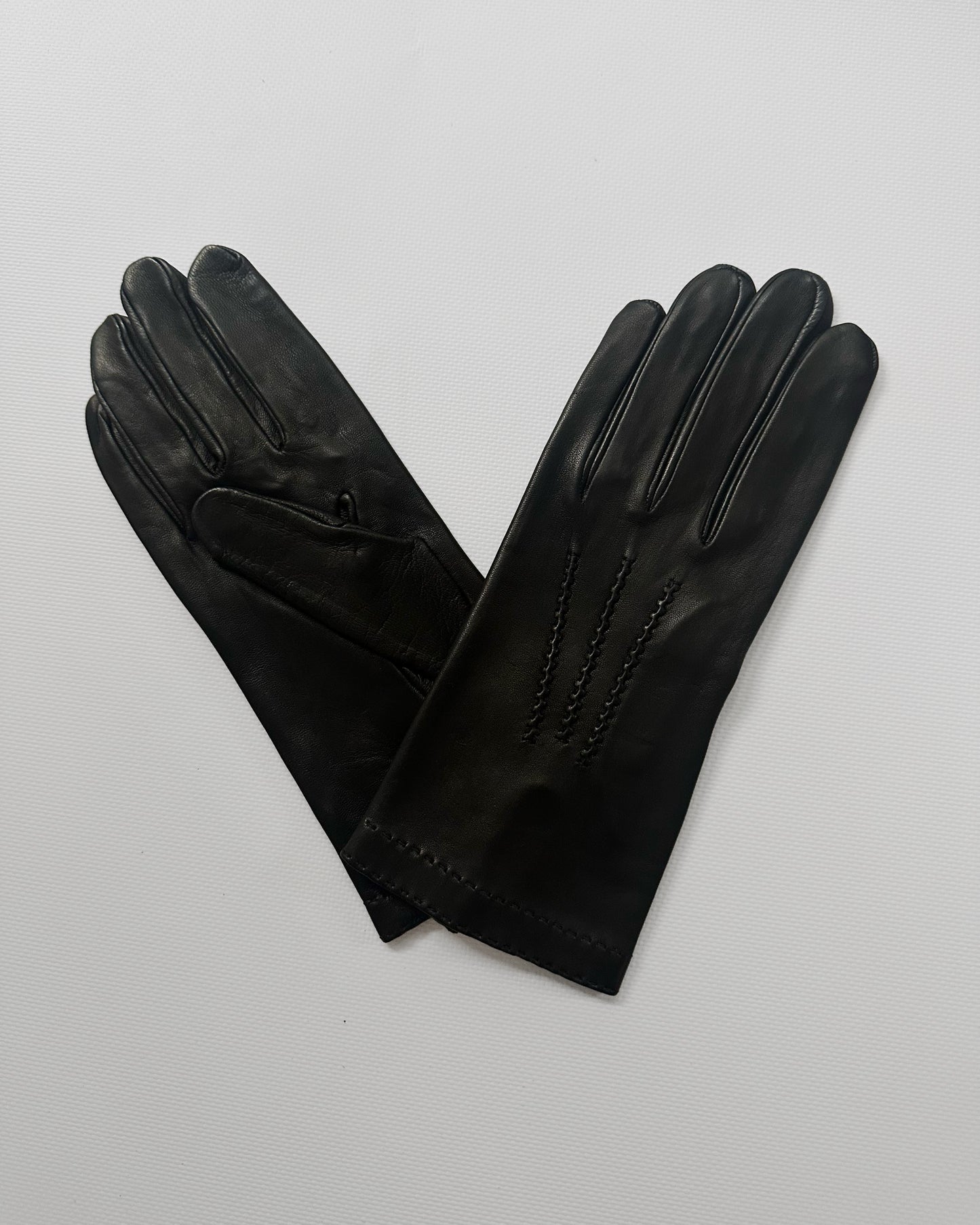 90s Black Leather Gloves - Size 8 1/2, NOS