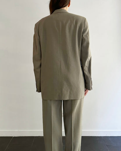90s Wool Linen Grey Pant Suit