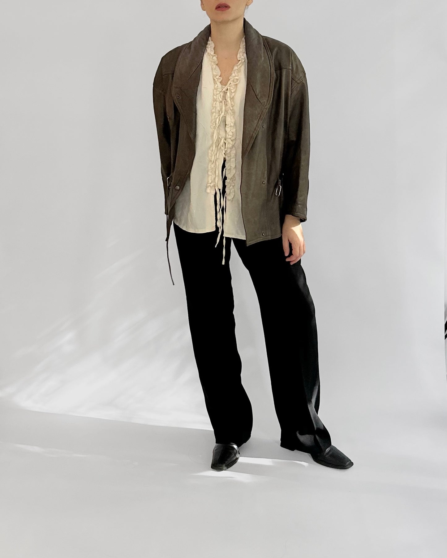 80s Distressed Brown Cowhide Leather Jacket