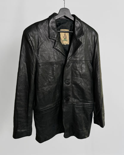 90s Black Pure Leather Blazer