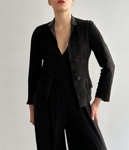 90s Black Double Faced Italian Leather Jacket