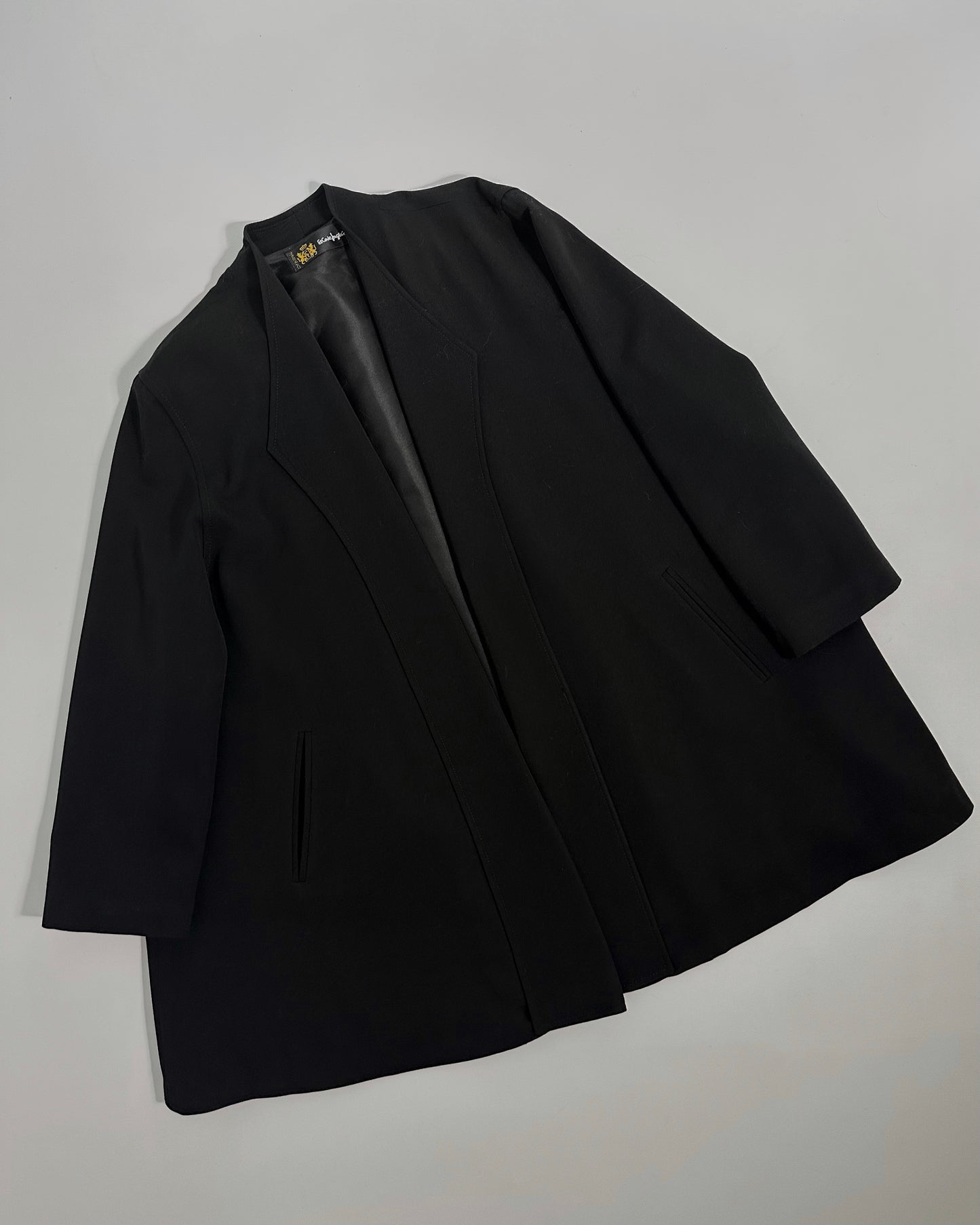 90s Black Virgin Wool Coat