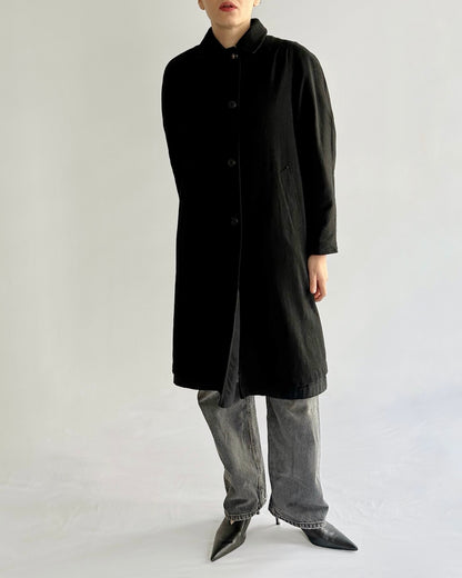 90s Italian Black Trench Coat