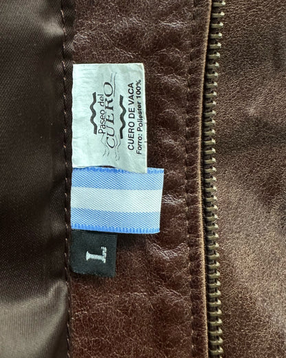 90s Brown Zip-Up Leather Jacket