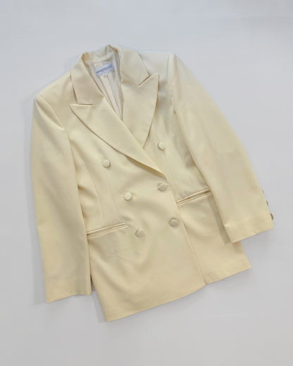 Vintage 1990s Cream Double Breasted Blazer - Made in Italy