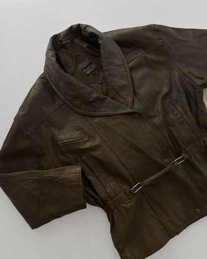 80s Distressed Brown Cowhide Leather Jacket