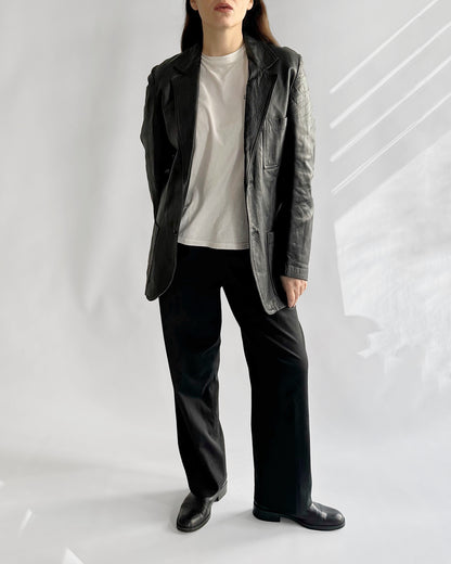 90s Black Soft Leather Blazer